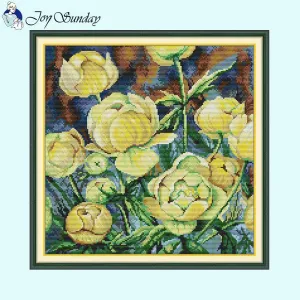 Oil Painting Camellias Floral Patterns HD DIY Cross Stitch