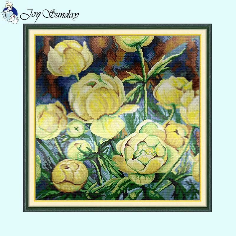Oil Painting Camellias Floral Patterns HD DIY Cross Stitch