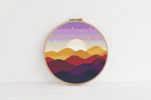 Ombre Mountains Cross Stitch Pattern #683