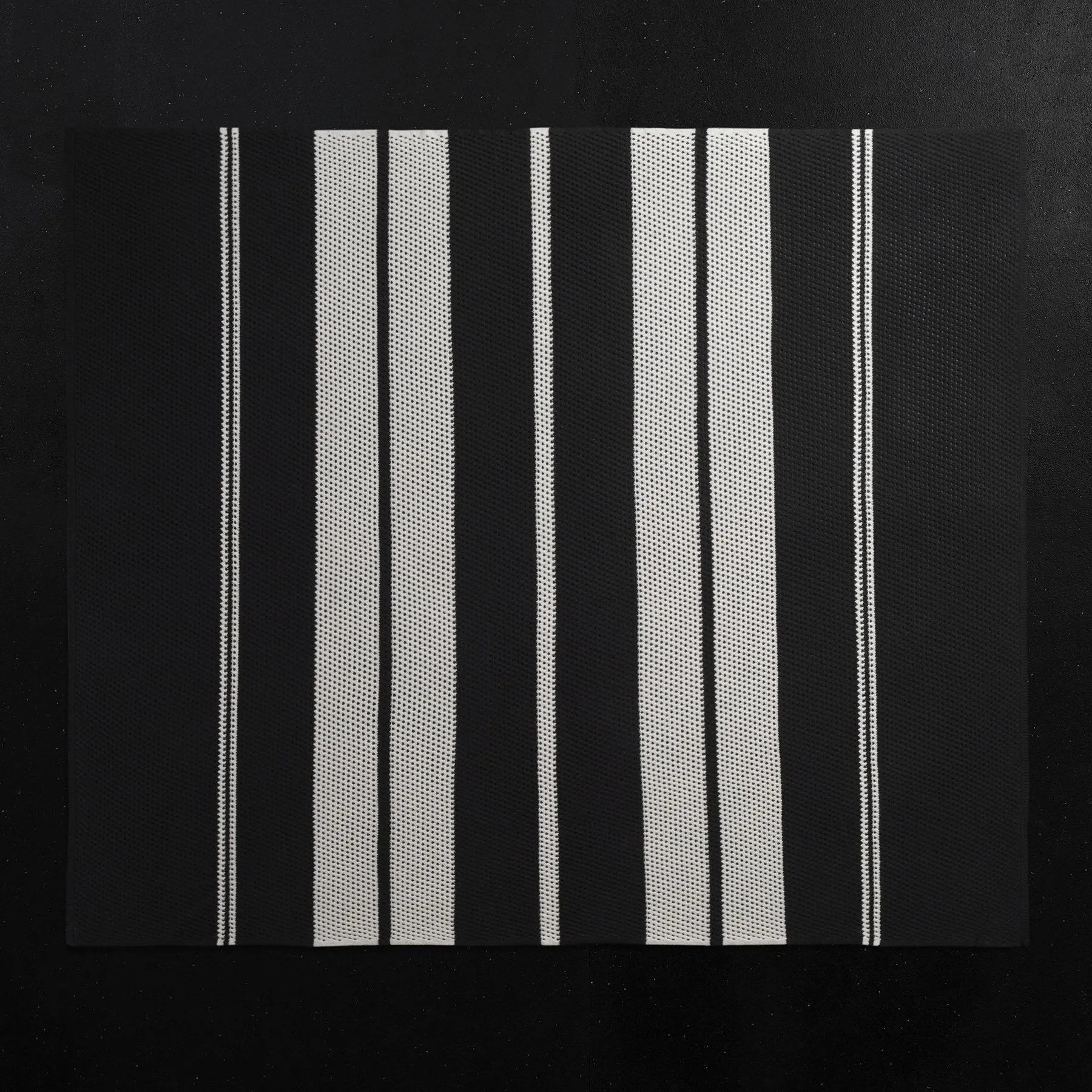 Open Knit Striped Blanket - Black/Ivory