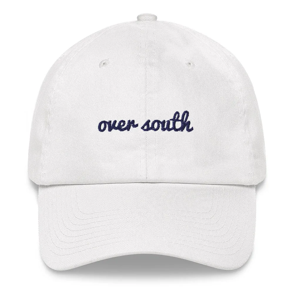 Over South Text Logo (Navy Text) Embroidered Dad Hat