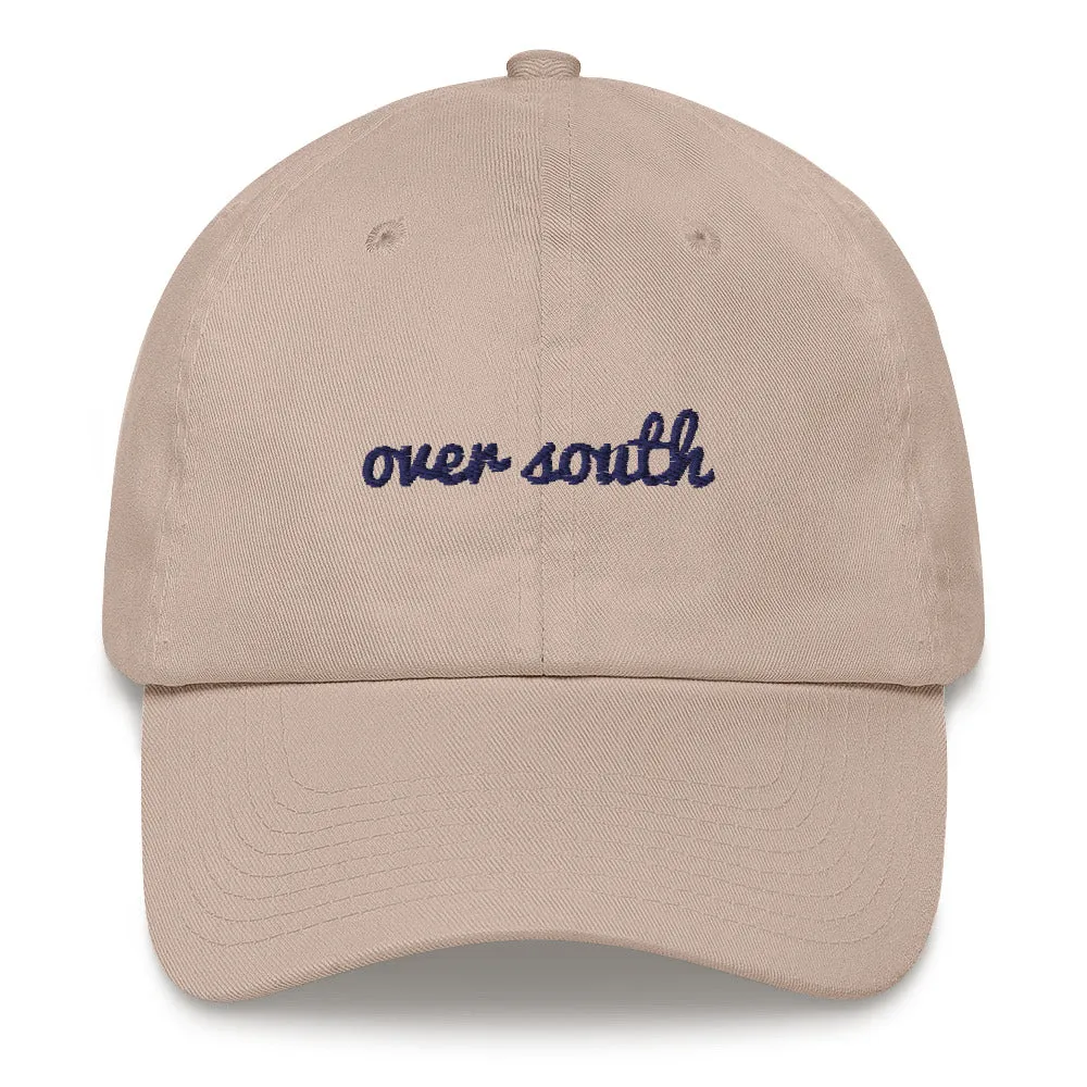 Over South Text Logo (Navy Text) Embroidered Dad Hat