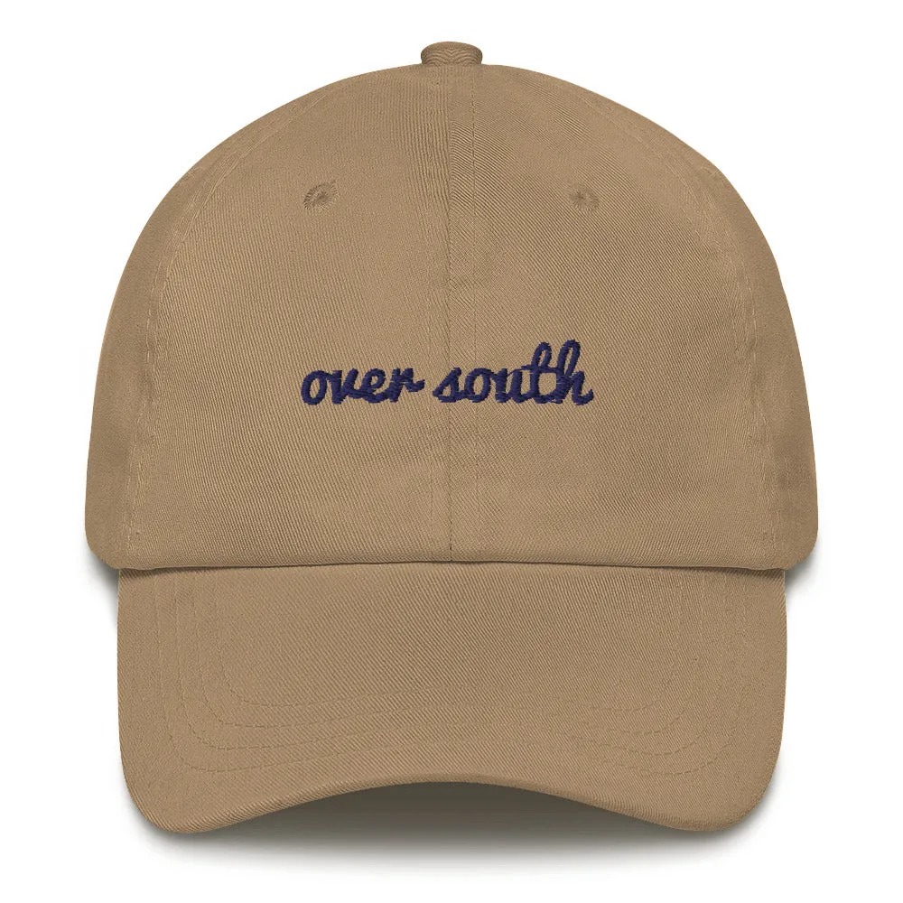 Over South Text Logo (Navy Text) Embroidered Dad Hat