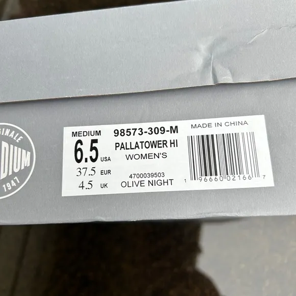 Palladium Pallatower HiTop, Olive Night, Womens Size 6.5, &amp; 10, NWT in Box