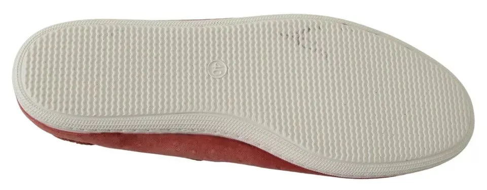 Pantofola D'Oro Scarlet Red Blue Stripe Flat Slip-On Shoes