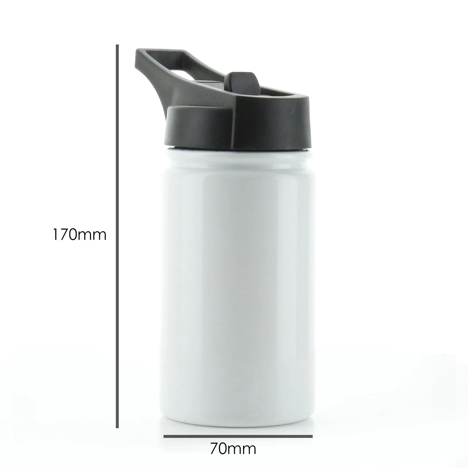 Personalised Wolf Blue Flowers and Name White Sports Flask