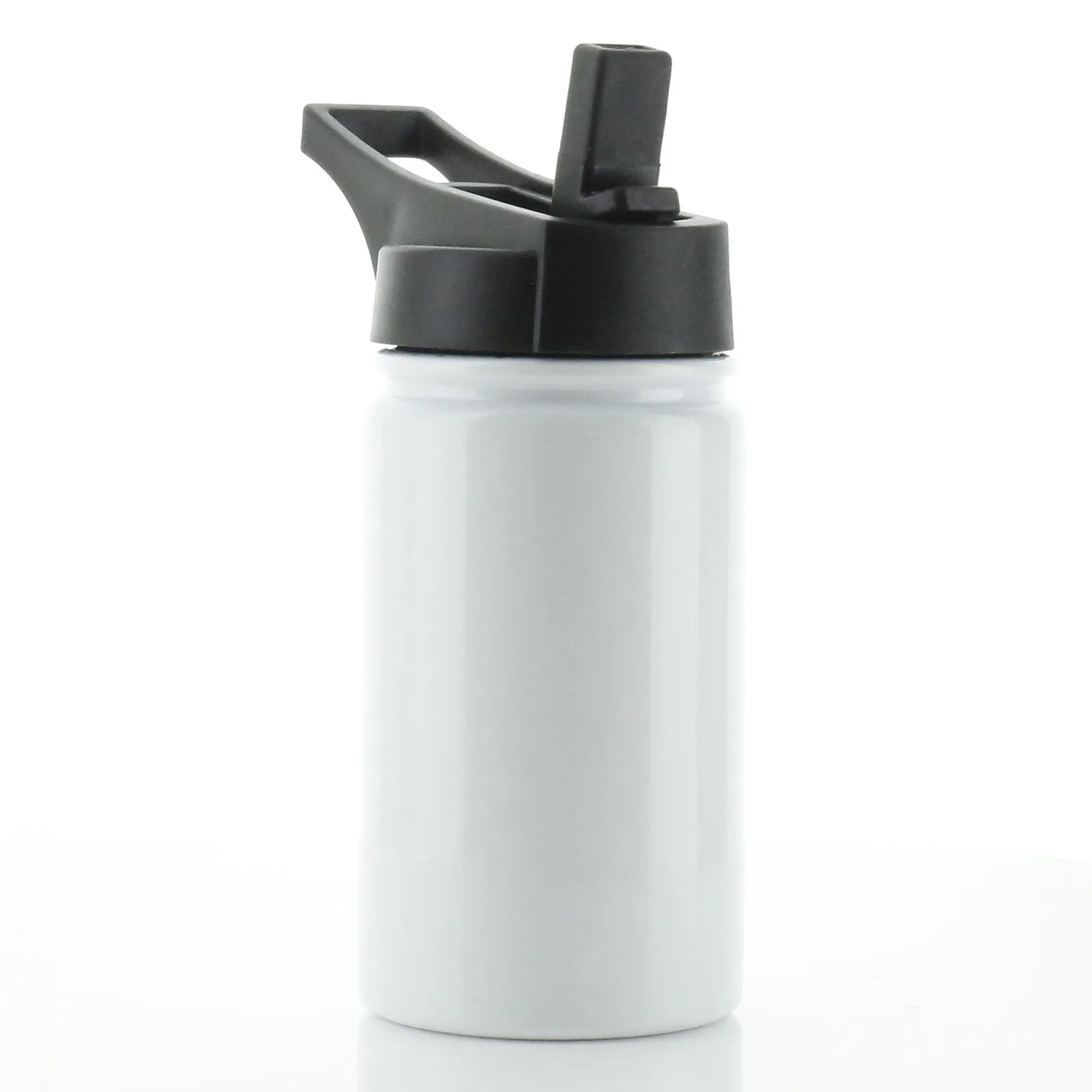 Personalised Wolf Blue Flowers and Name White Sports Flask