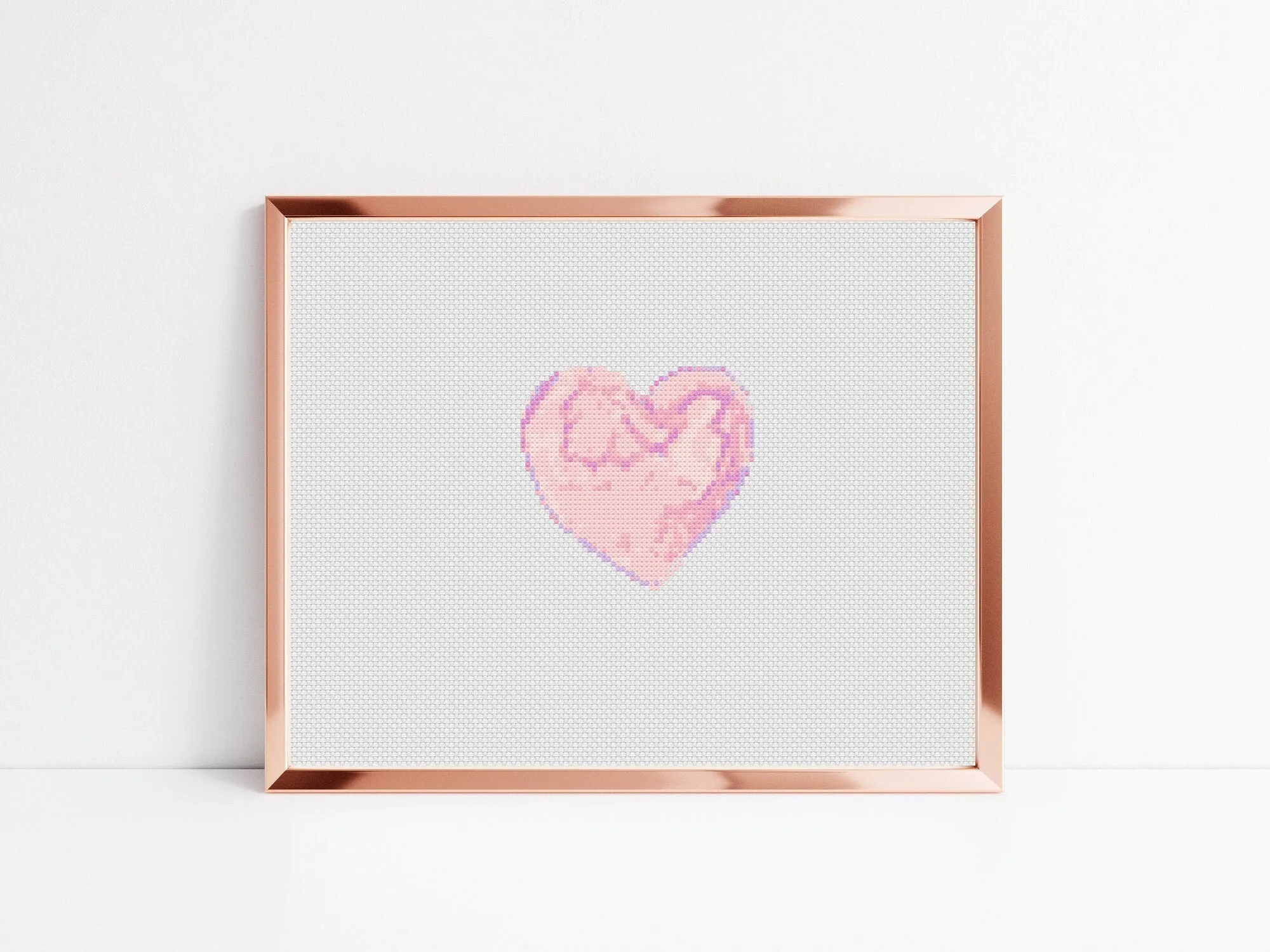 Pink Heart Cross Stitch Pattern #786
