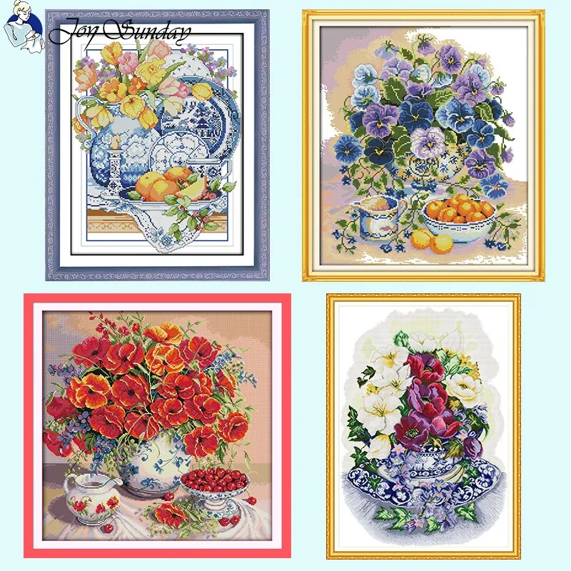 Porcelain and Flower Joy Sunday Cross Stitch