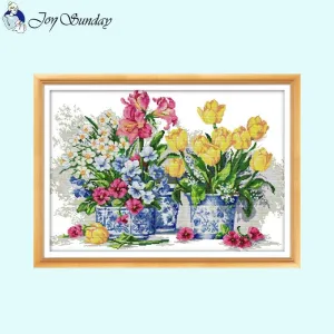 Porcelain and Flower Joy Sunday Cross Stitch