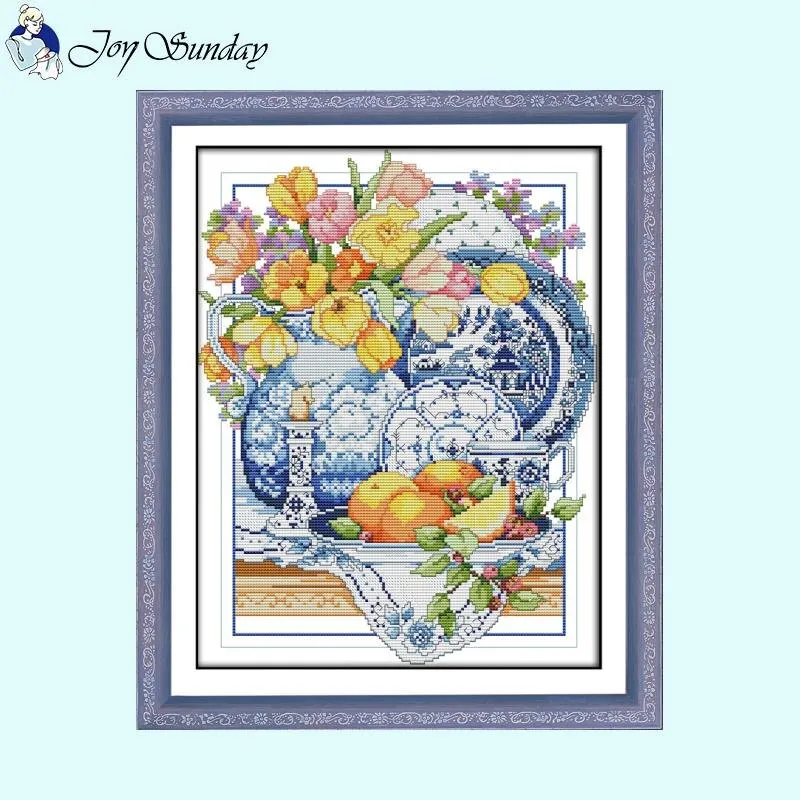 Porcelain and Flower Joy Sunday Cross Stitch