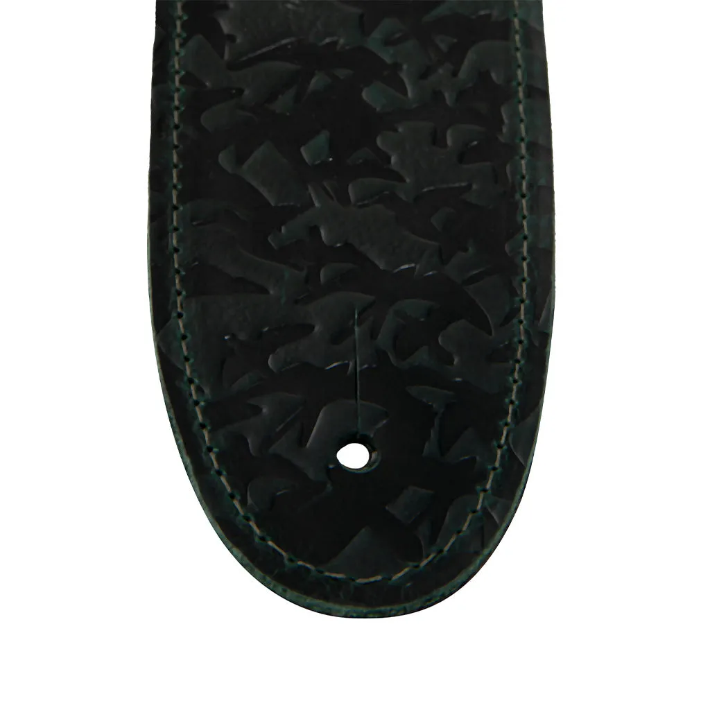 PRS 2.5inch Leather Bird Swarm Guitar Strap, Dark Green