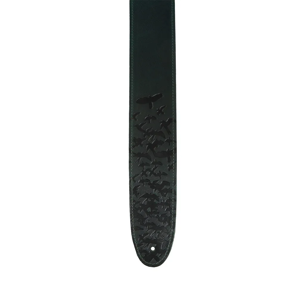 PRS 2.5inch Leather Bird Swarm Guitar Strap, Dark Green