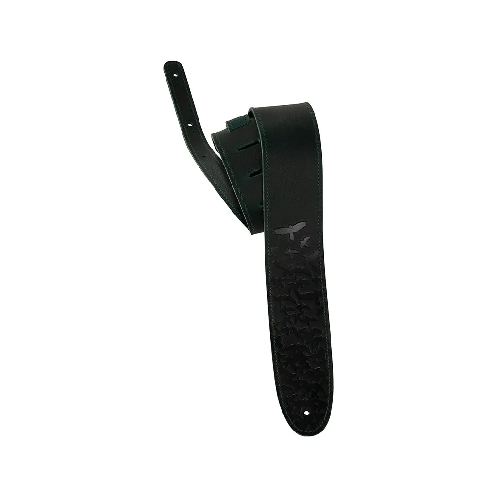 PRS 2.5inch Leather Bird Swarm Guitar Strap, Dark Green