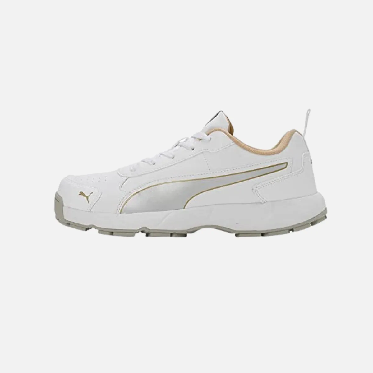 Puma Mens Cricket Classicat Cricket Shoe-Metallic Gold-Silver-White-Team Gold