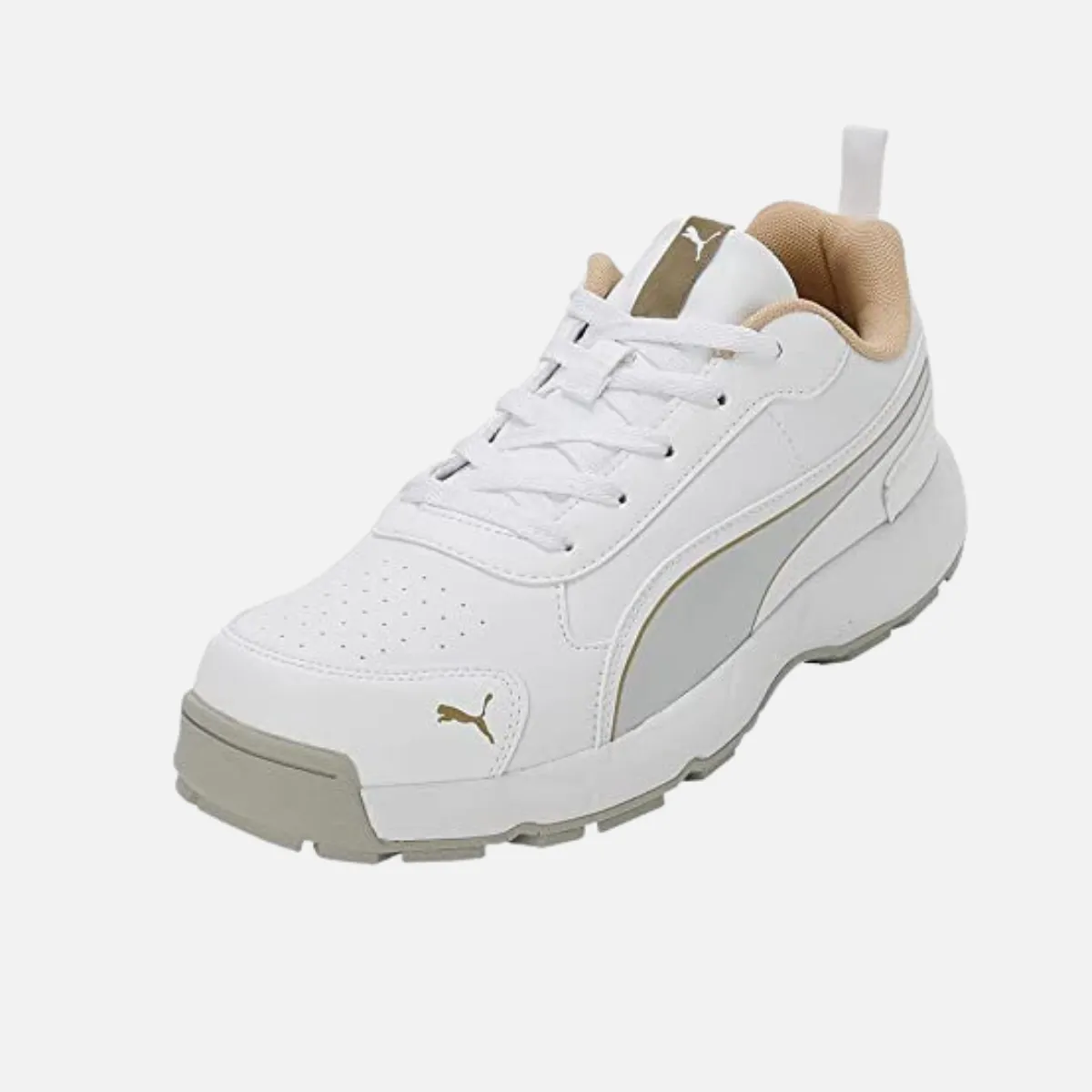 Puma Mens Cricket Classicat Cricket Shoe-Metallic Gold-Silver-White-Team Gold