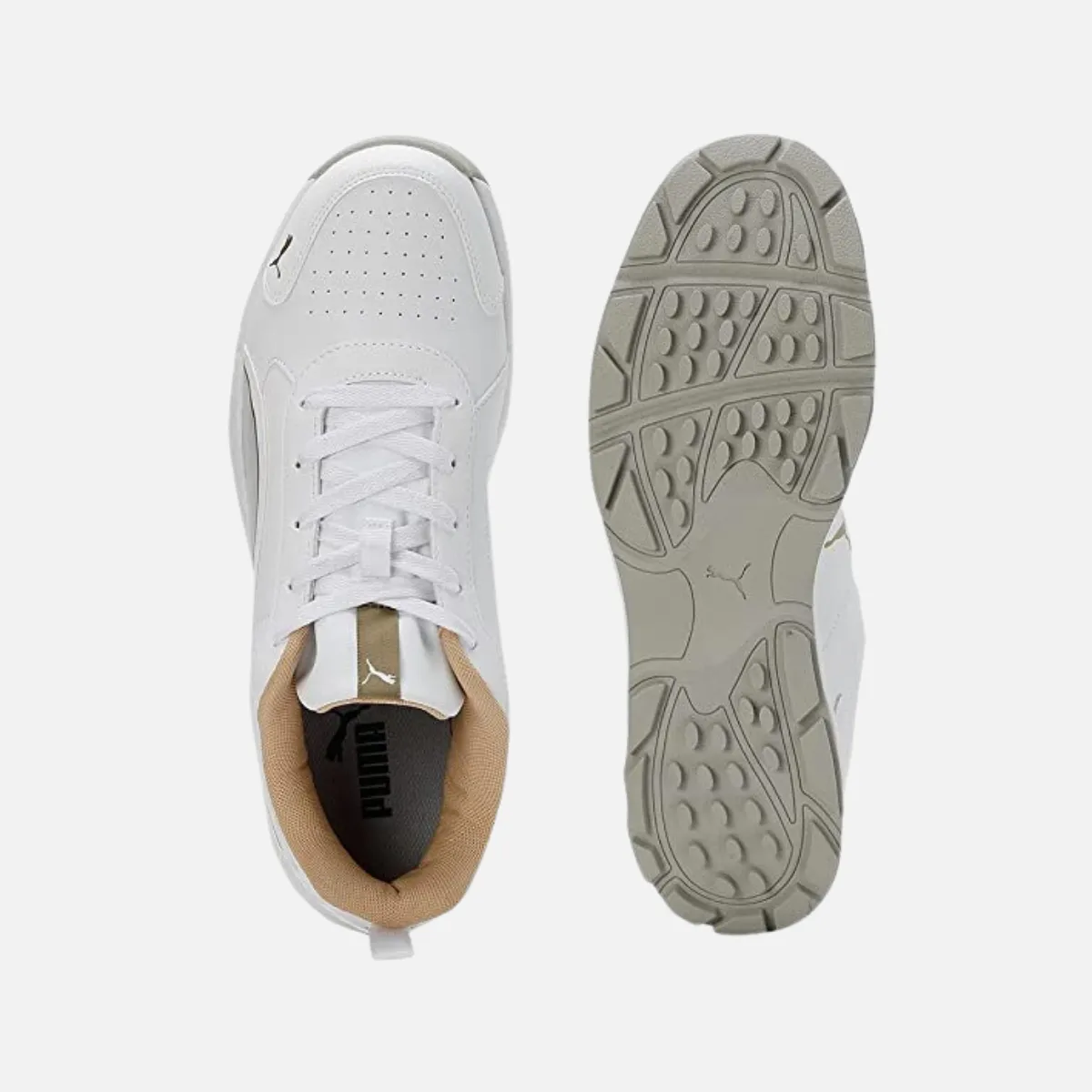 Puma Mens Cricket Classicat Cricket Shoe-Metallic Gold-Silver-White-Team Gold