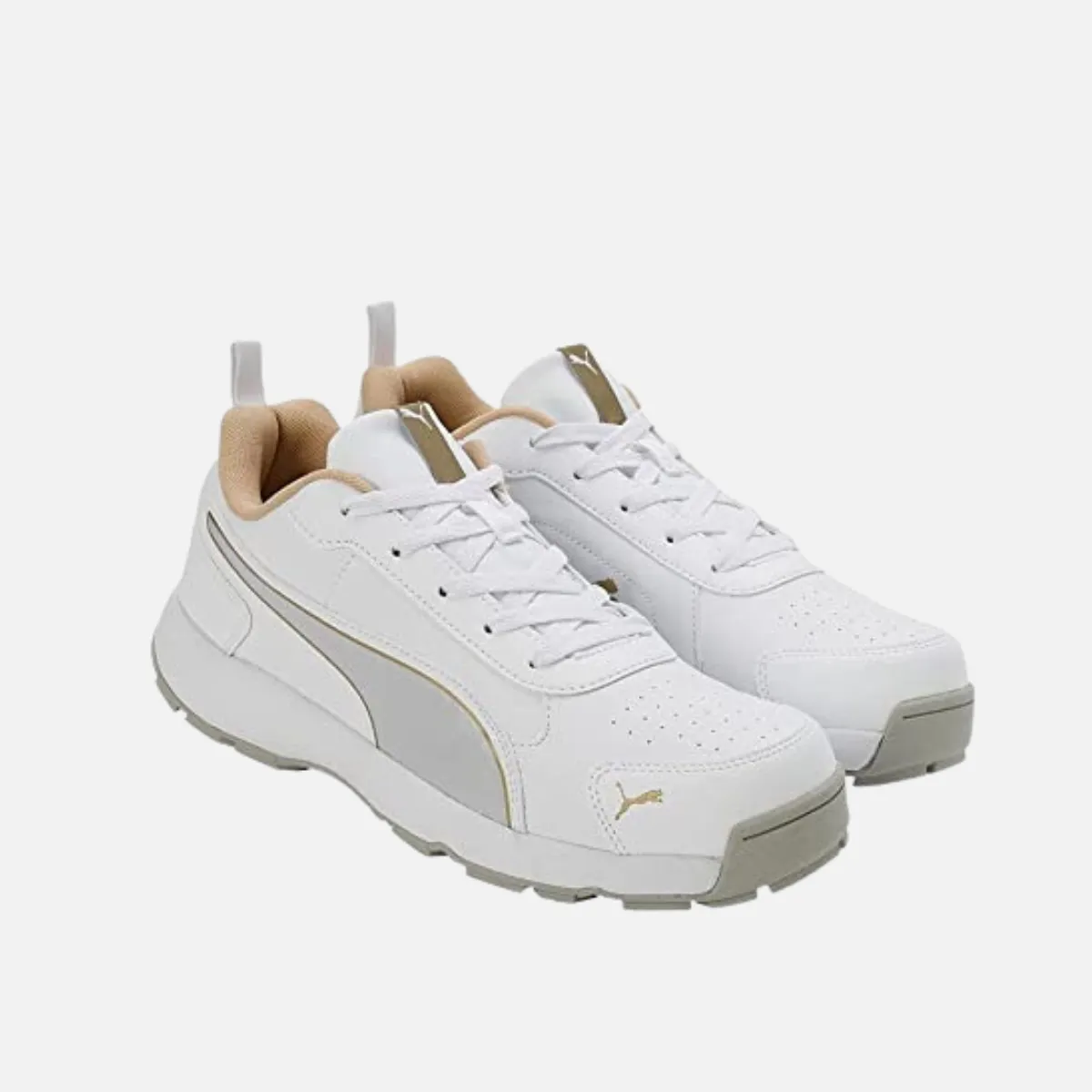 Puma Mens Cricket Classicat Cricket Shoe-Metallic Gold-Silver-White-Team Gold