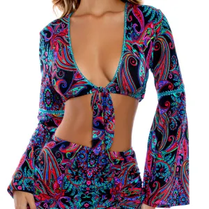 QUE LINDA - Bell Sleeve Crop Top
