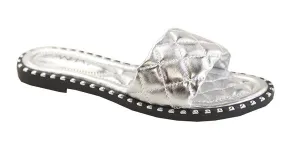 Quilted Flat Metallic Sandal