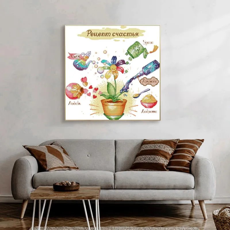 Recipe for Happiness Cartoon Pattern Cross Stitch