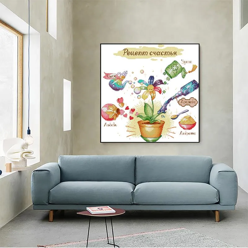 Recipe for Happiness Cartoon Pattern Cross Stitch
