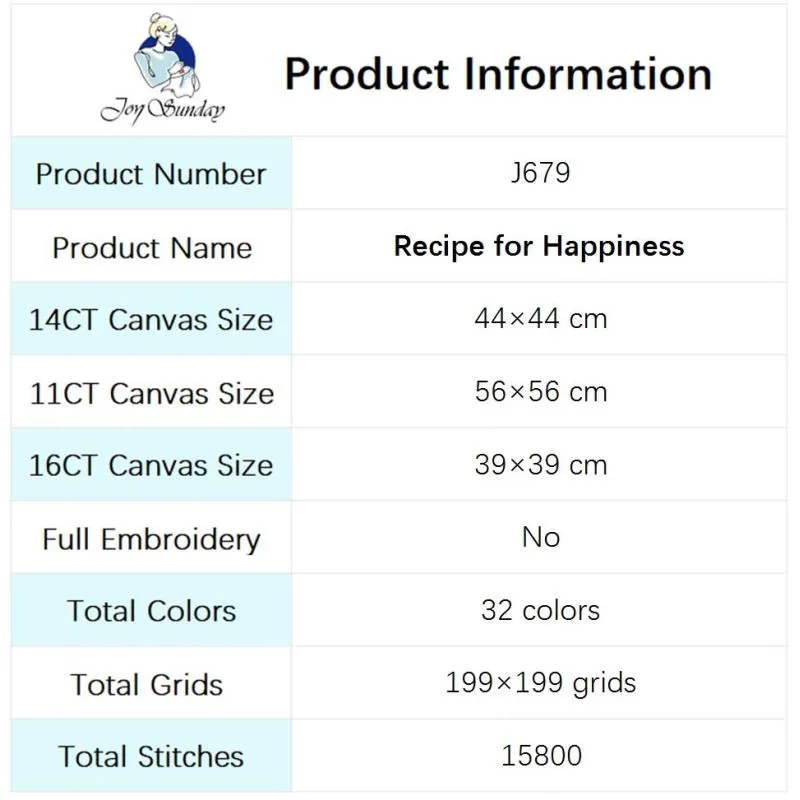 Recipe for Happiness Cartoon Pattern Cross Stitch