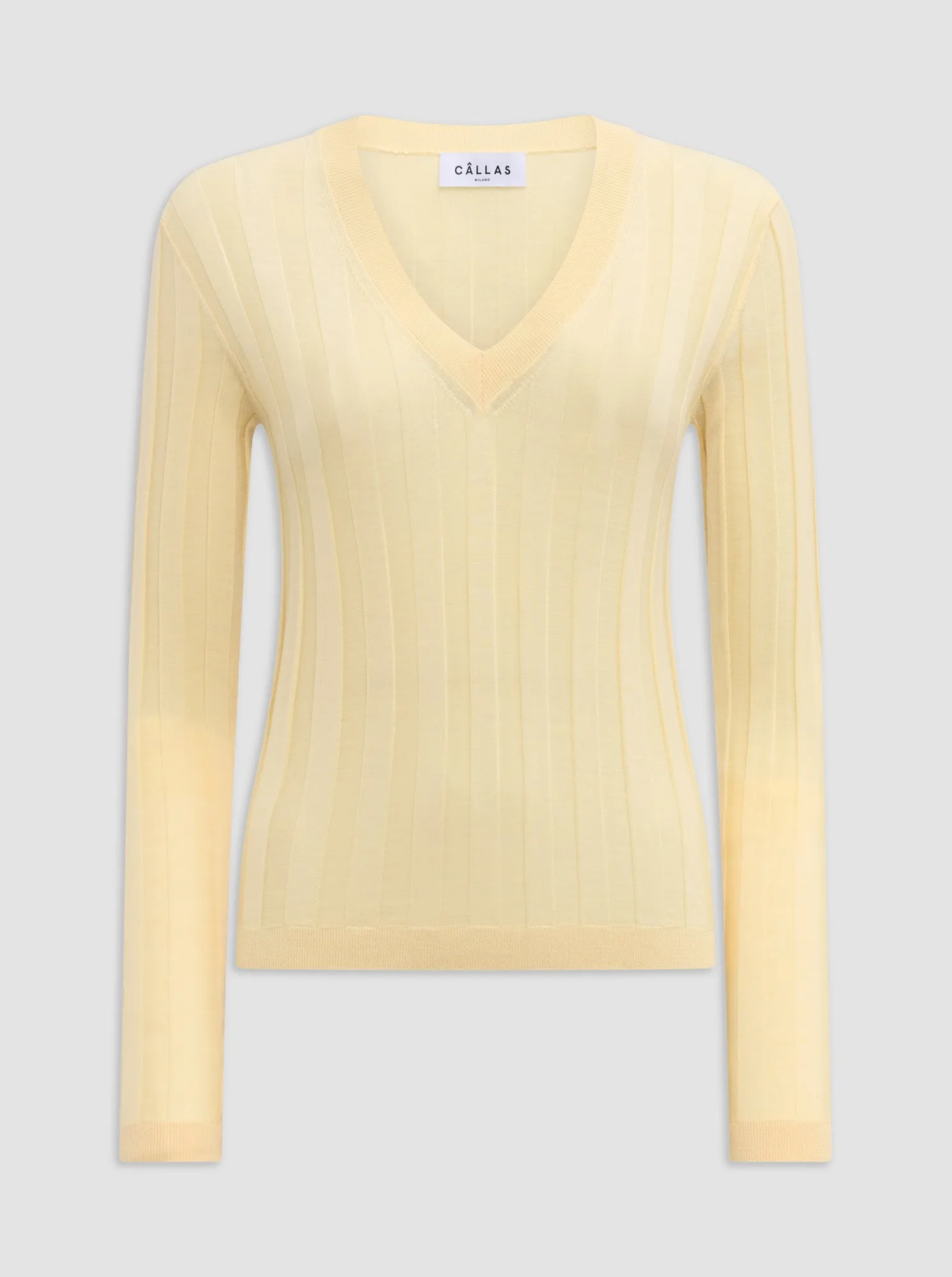 RIONE V-neck rib sweater Yellow