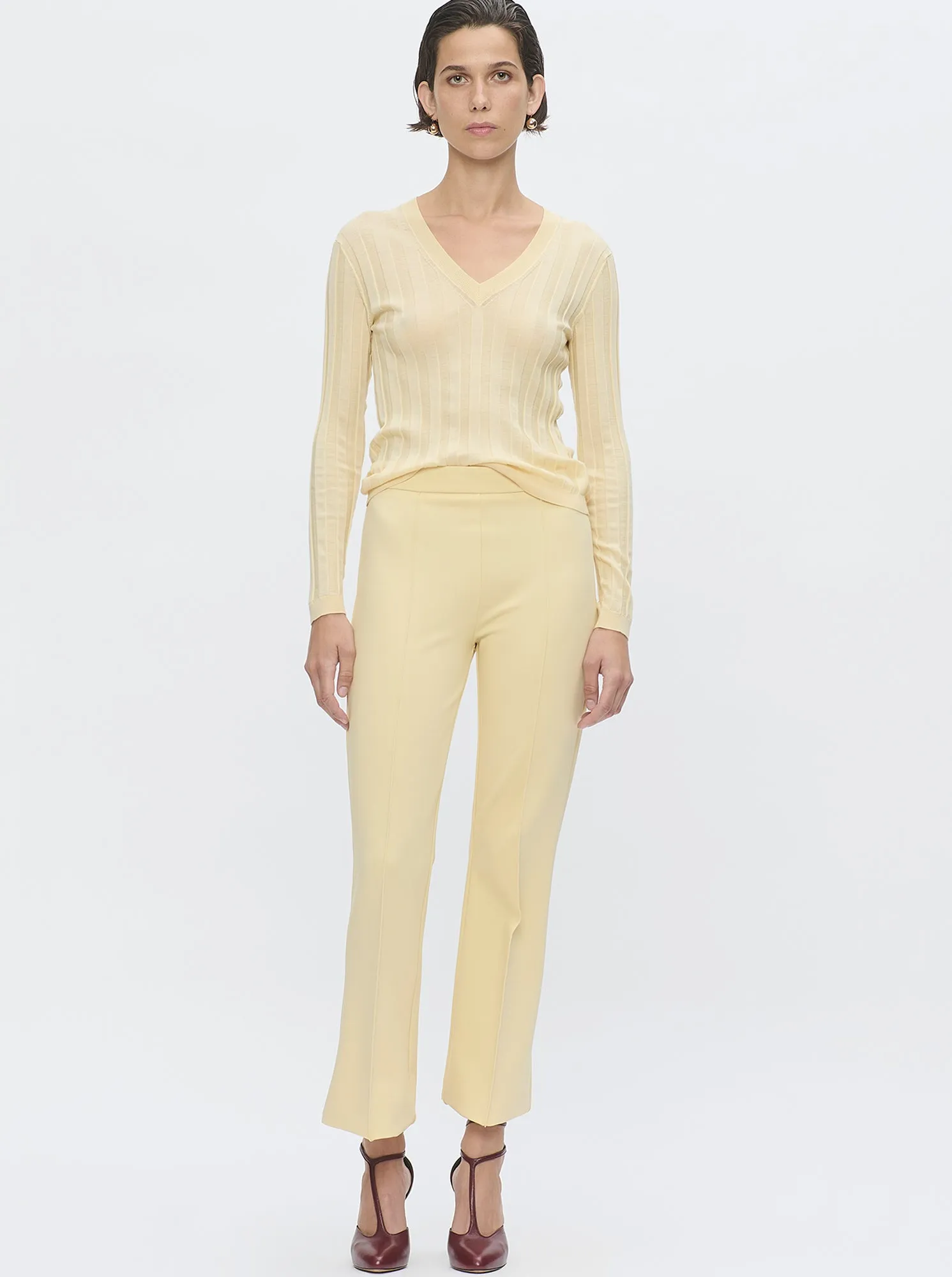 RIONE V-neck rib sweater Yellow