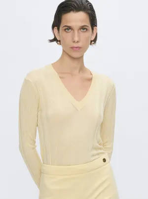 RIONE V-neck rib sweater Yellow