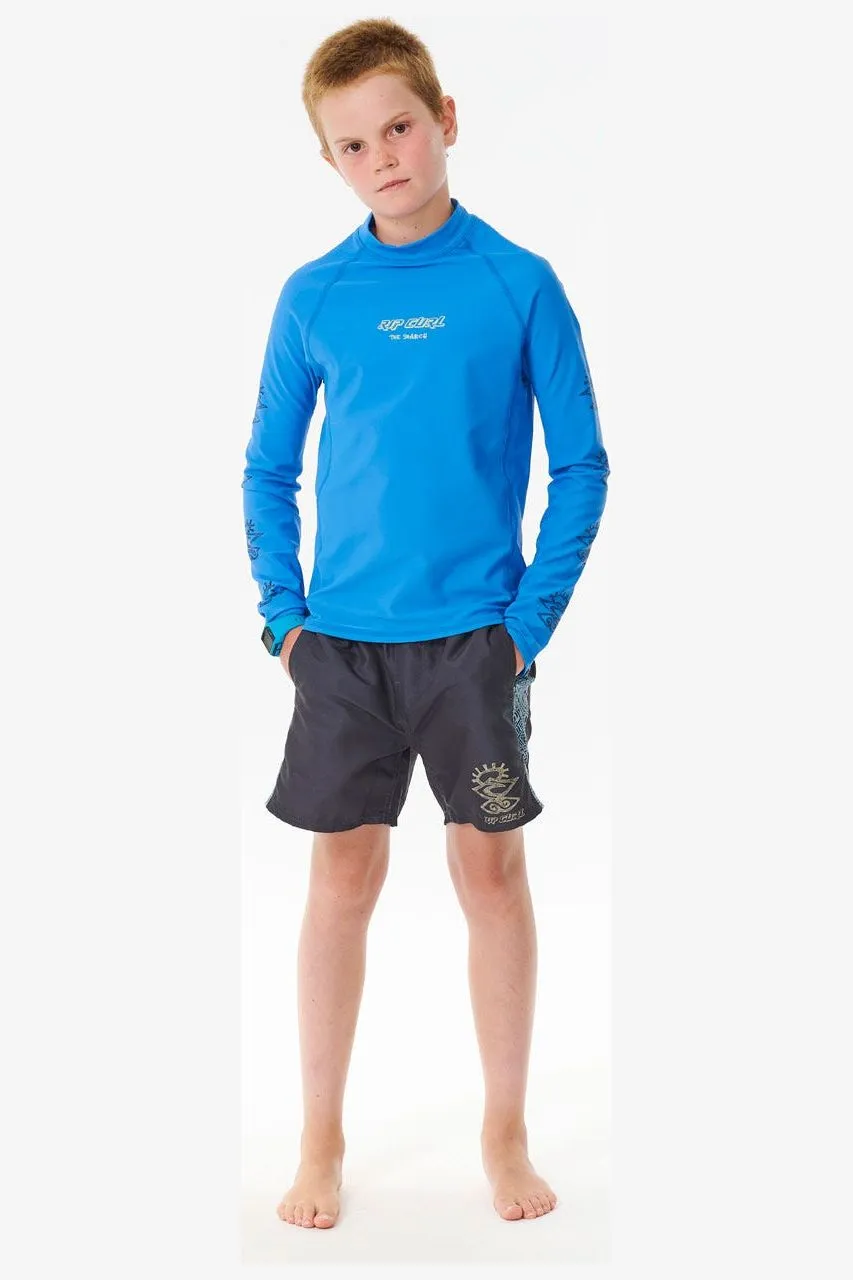 RIP CURL BOYS SHRED ROCK UPF LONG SLEEVE - BLUE