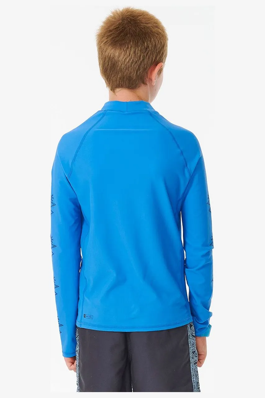 RIP CURL BOYS SHRED ROCK UPF LONG SLEEVE - BLUE