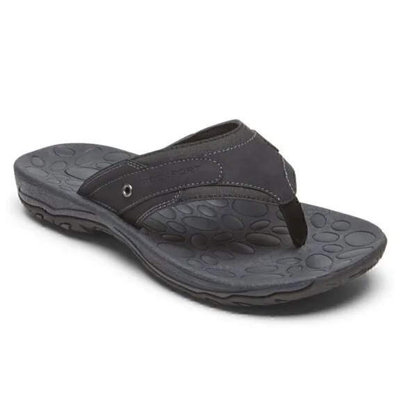 Rockport Hayes Thong Black Sandals Mens