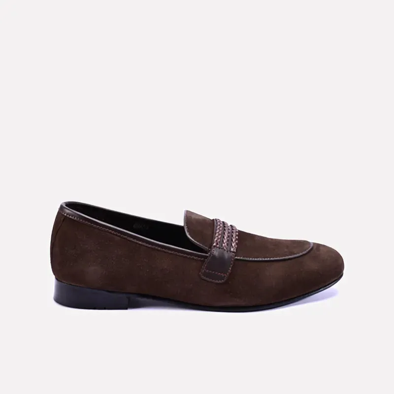 Rogue Brown Formal Velvet Loafers 0111289