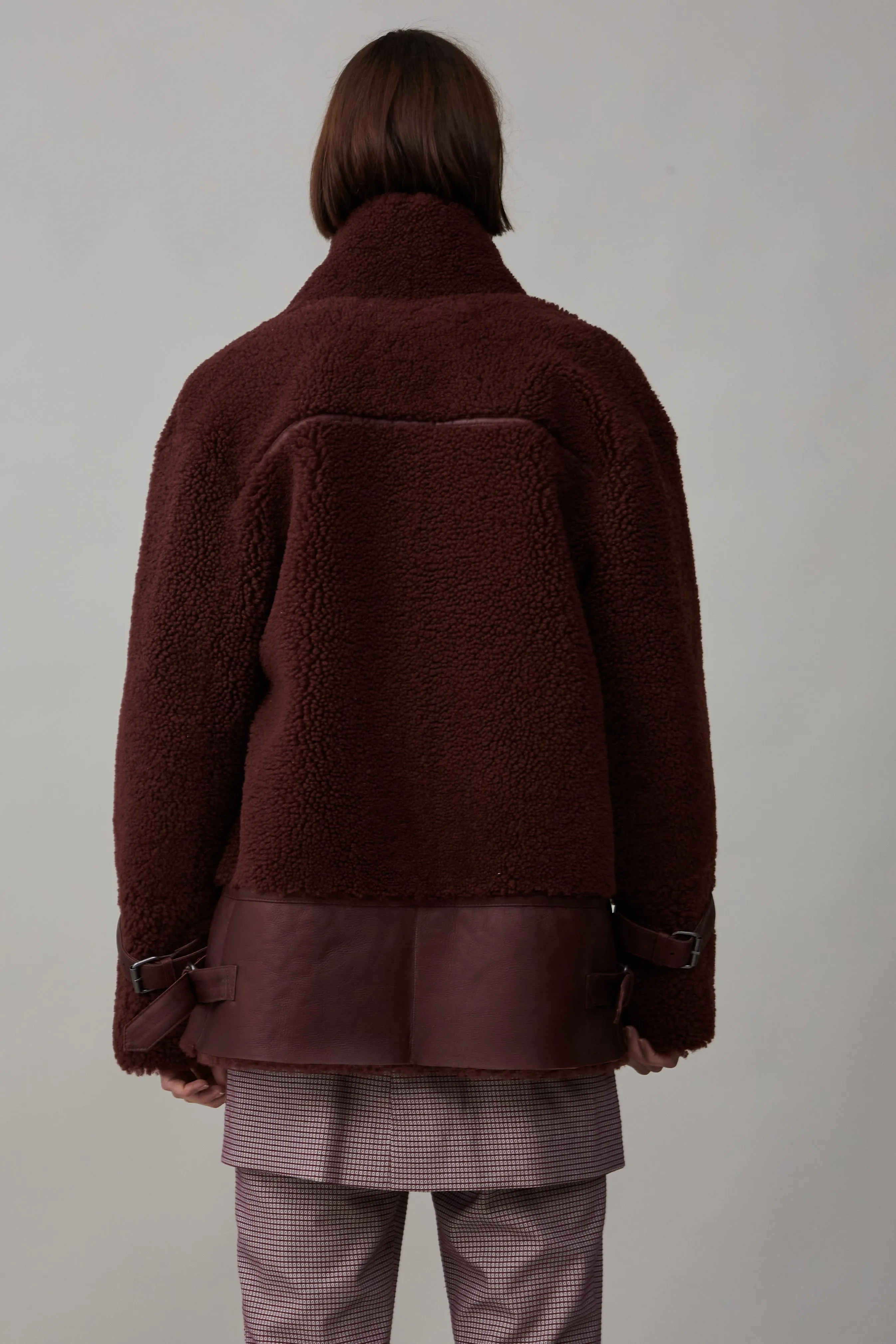 ROSCOE COAT | BURGUNDY SHEARLING