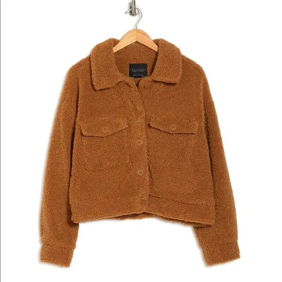 Sanctuary Faux Shearling Crop Trucker Jacket
