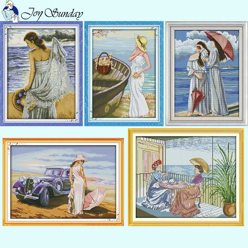 Seaside Maiden Joy Sunday Counted DIY Cross Stitch