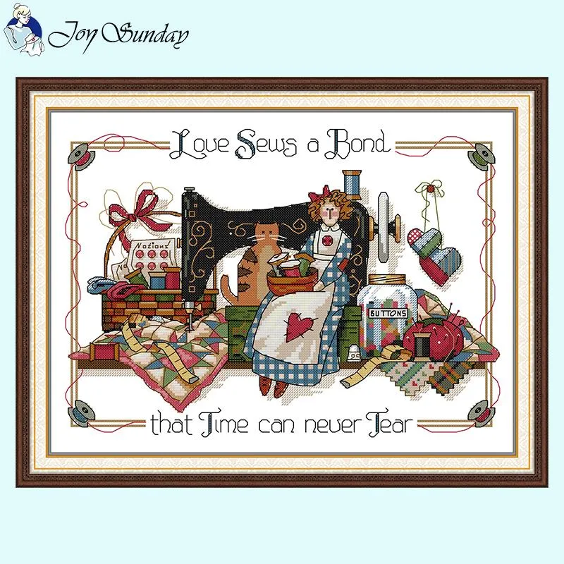 Sewing Machine and Doll DIY Cartoon Pattern x stitch kits