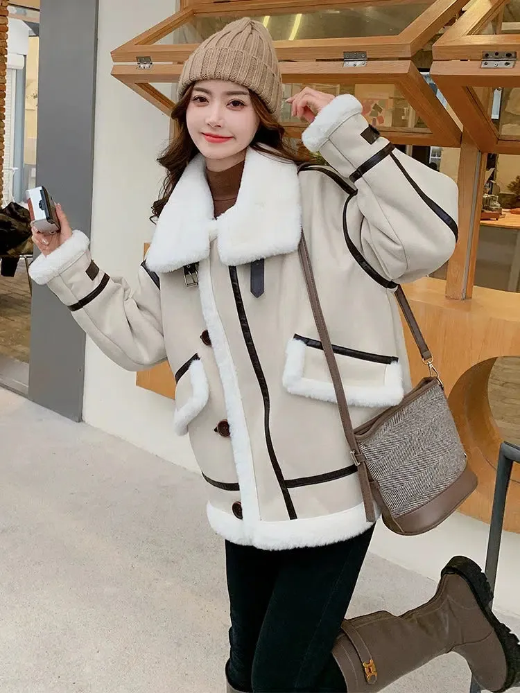 Shearling-Lined Button-Up Coat