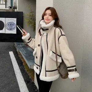 Shearling-Lined Button-Up Coat