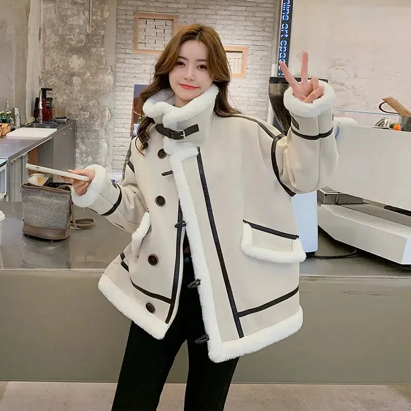 Shearling-Lined Button-Up Coat