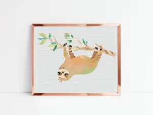 Sloth Cross Stitch Pattern #1072