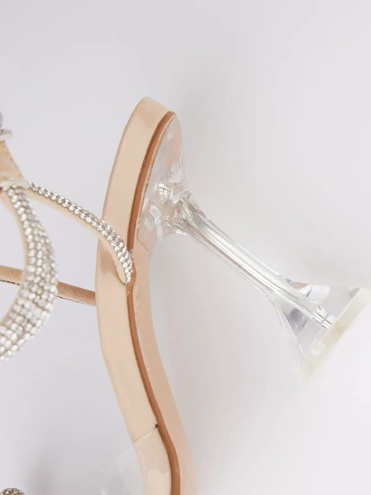 Sparkling Bow Square Toe High Heels