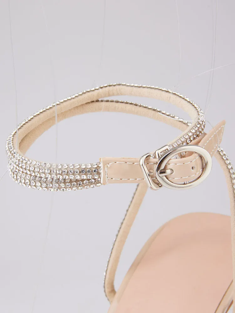 Sparkling Bow Square Toe High Heels