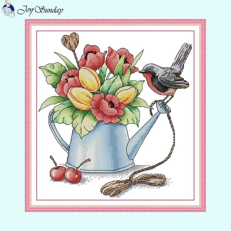Spring Bouquet DIY Watering Flower Bird Cross Stitch