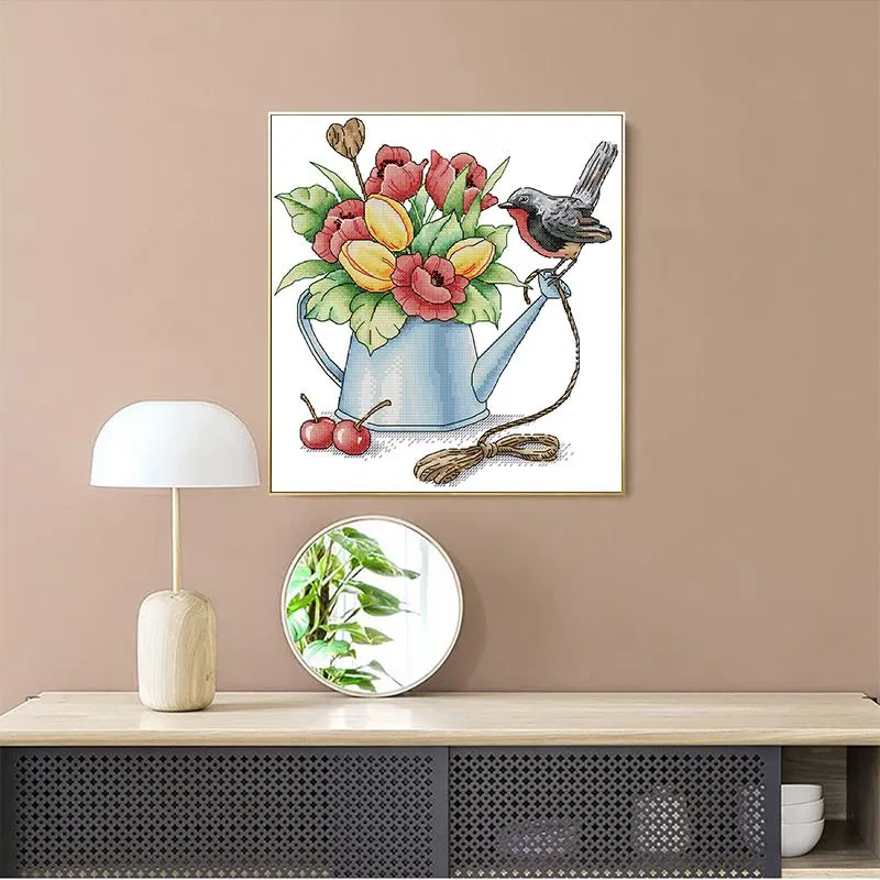Spring Bouquet DIY Watering Flower Bird Cross Stitch