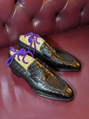 Stan - Black Alligator Loafers - UK 7.5