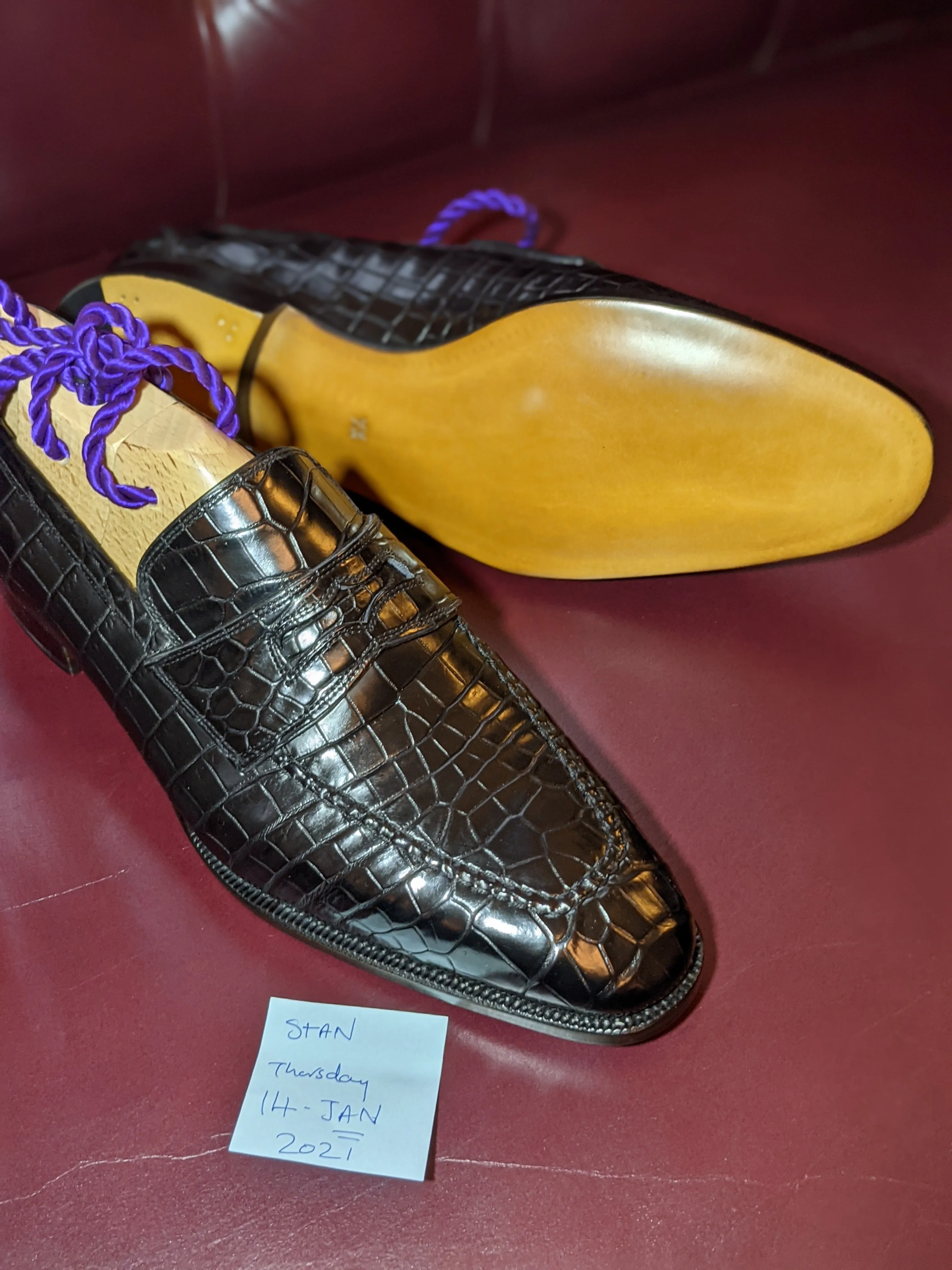 Stan - Black Alligator Loafers - UK 7.5