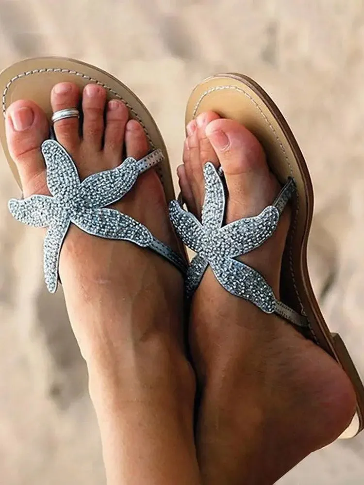 Starfish Pattern Beaded Sandals