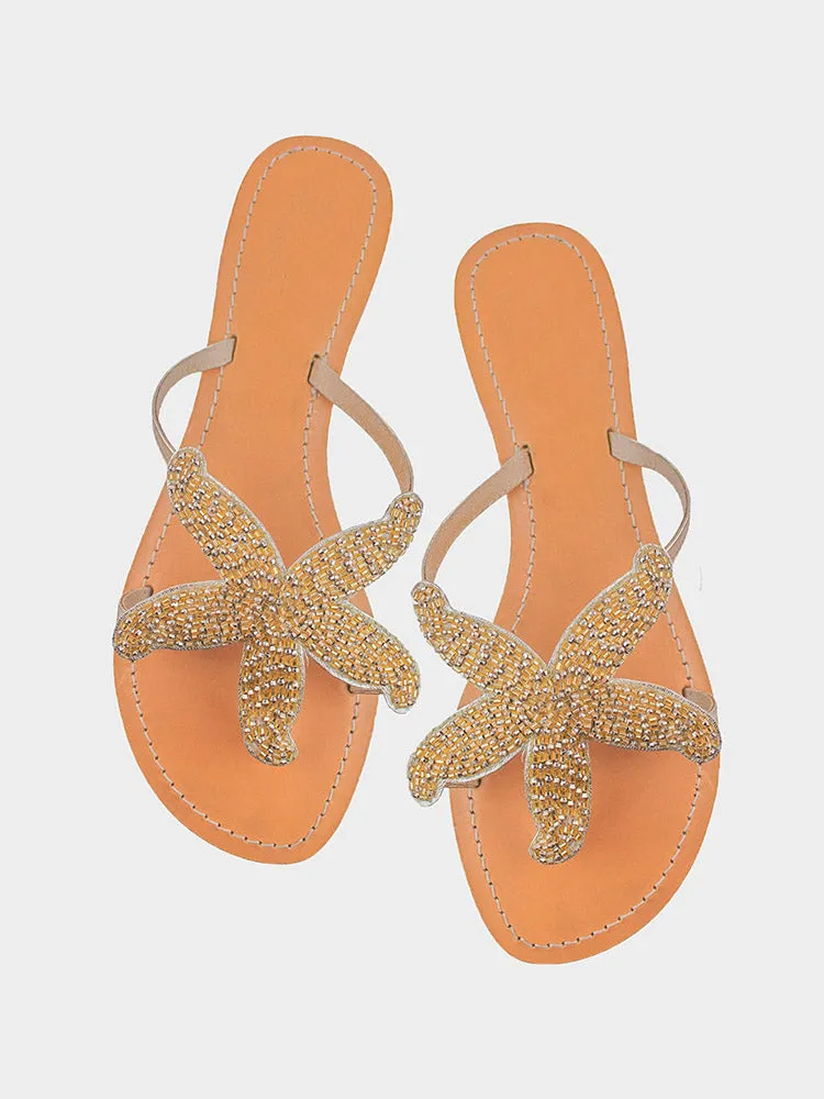 Starfish Pattern Beaded Sandals